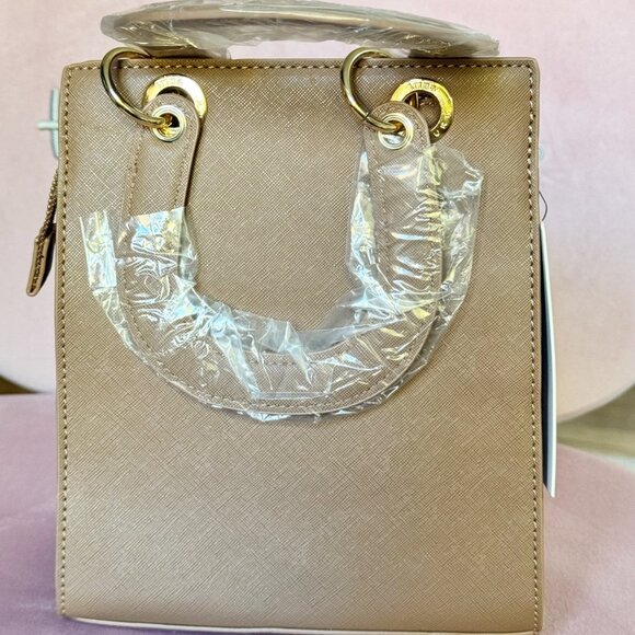 Trina Turk Mini Tote Crossbody Bag with Gold Hardware – New Khaki Color - Picture 5 of 8